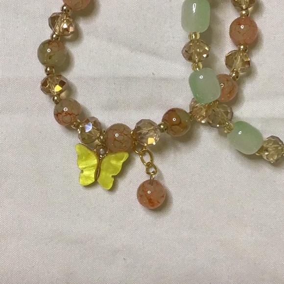 Green and Gold Beaded Bracelets with Charms - Picture 3 of 5